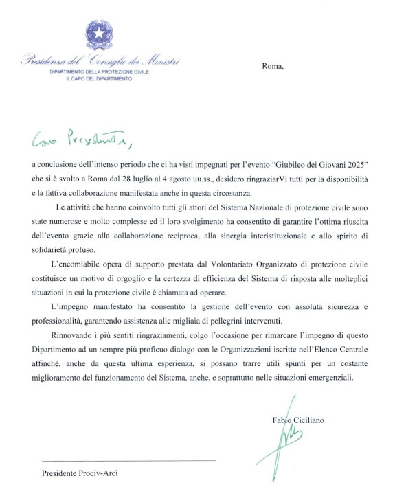 lettera capo dipartimento nazionale min